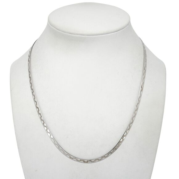 Vintage Italy IBB Sterling Silver 4.4mm Reversible Patterned Chain Necklace 18" - Picture 1 of 4